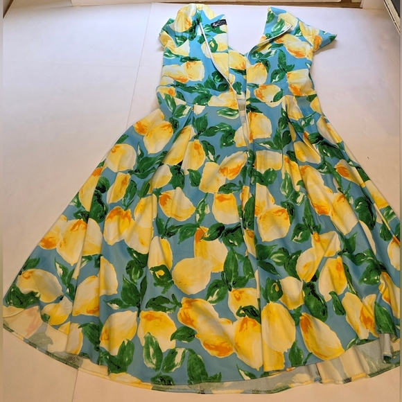 Lady voluptuous cotton blend yellow, green and pale floral dress size 18(XXL) - Picture 7 of 14